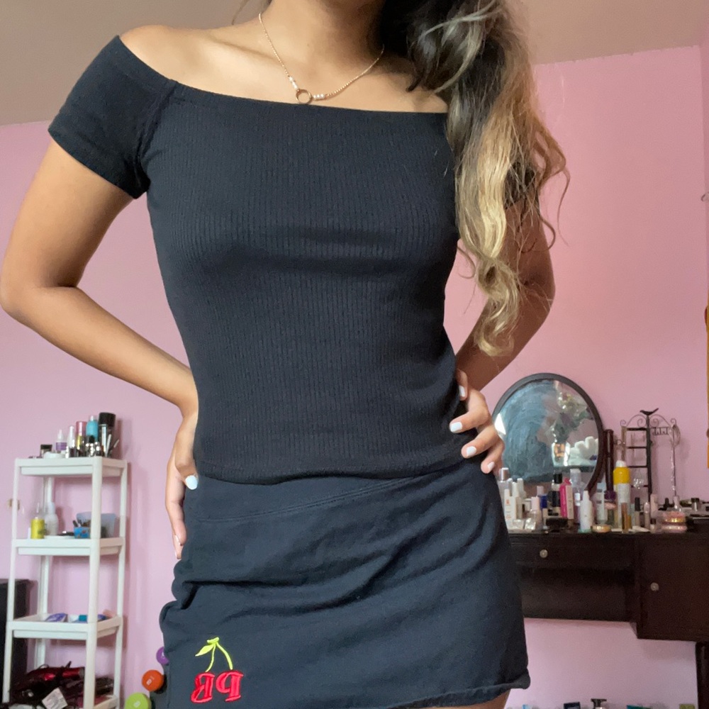 Simple black off the shoulder top